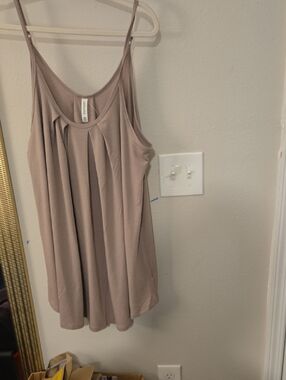 Zenana Outfitters Taupe Pleated Spaghetti-Strap Tank